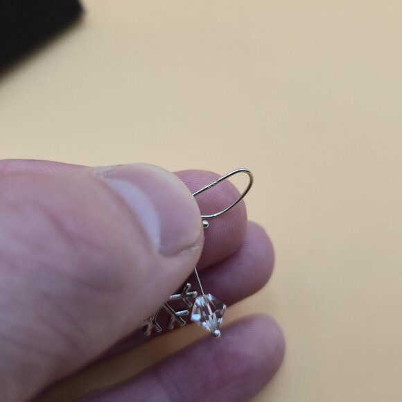 Sterling Silver Crystal And Snowflake Dangle Earrings A5764 - Picture 3 of 5